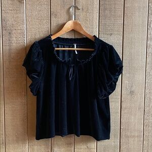 Free People Black Velvet Blouse